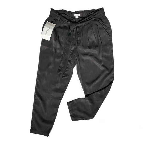 Daily ritual high waist pants paperbag waist with tie sz 12 stretch - Picture 2 of 9